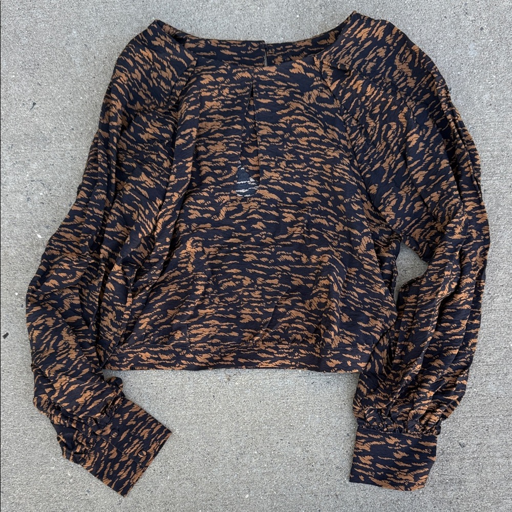Banana Republic Black and Brown Patterned Blouse